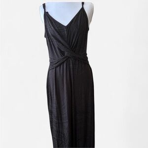 Black Wrap-Style Jumpsuit with Palazzo Legs